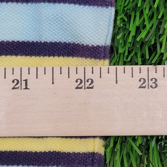 Vintage Ralph-Lauren Striped Polo Shirt Large 22x28 Blue Yellow - Picture 12 of 13